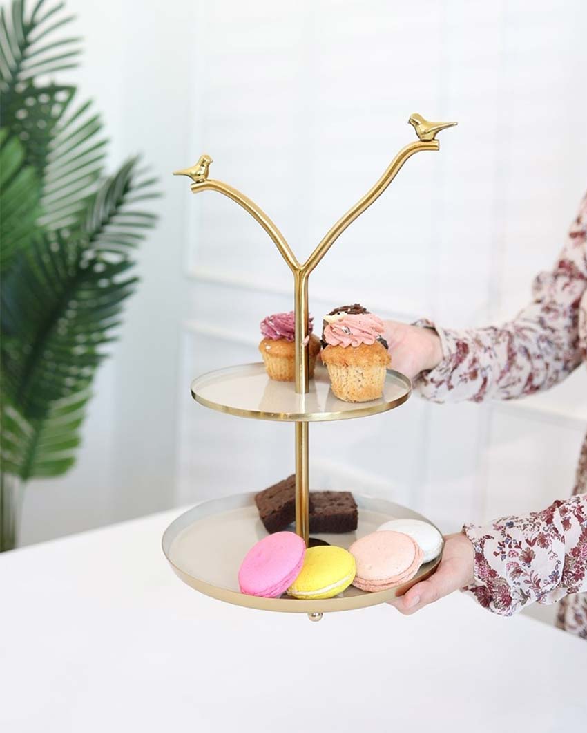 Elegant Two-Tier Iron Cake Stand | 10 x 16 inches