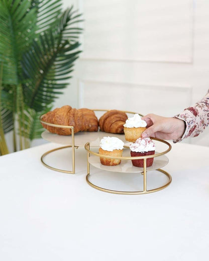 Elegant Two Iron Dessert Cakes Stands