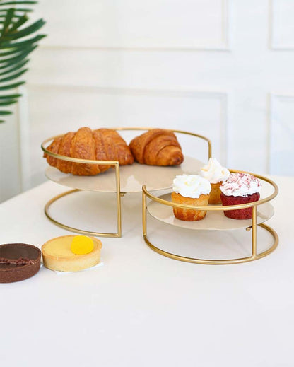 Elegant Two Iron Dessert Cakes Stands