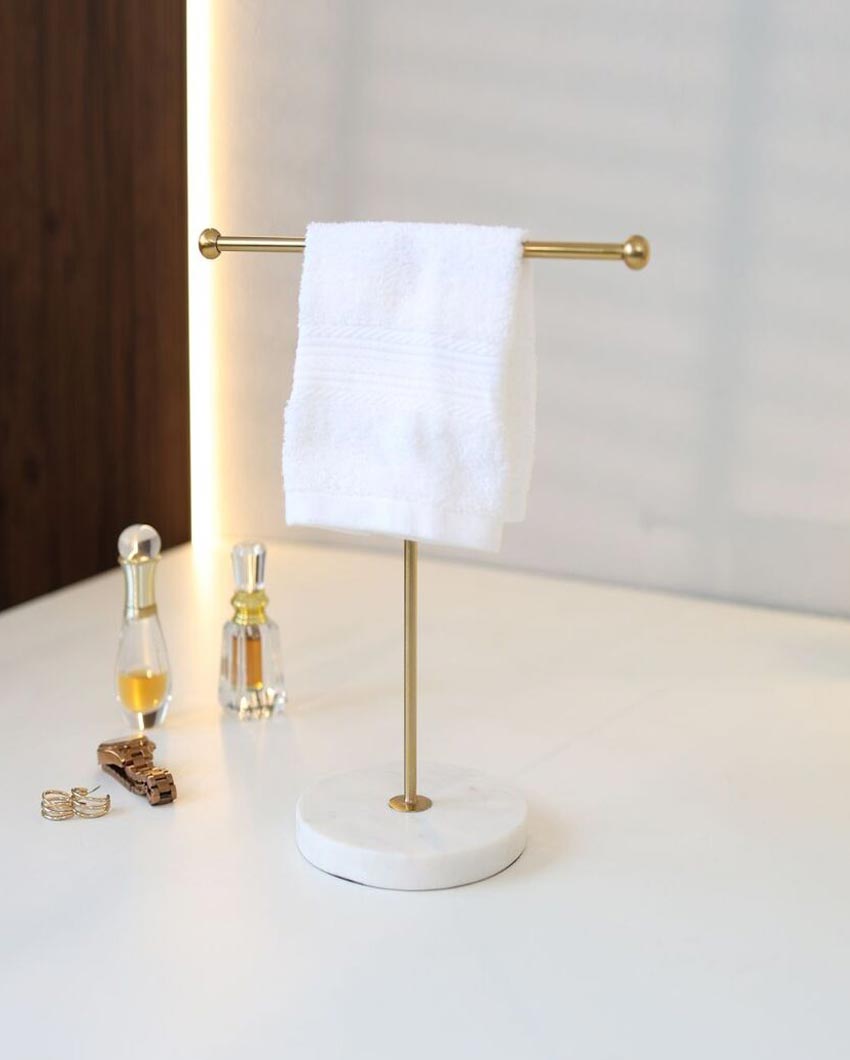 Modern Stylish Stainless Steel and Marble Towel Stand | 6 x 12 inches