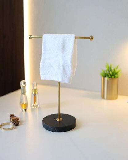 Modern Stylish Stainless Steel and Marble Towel Stand | 6 x 12 inches