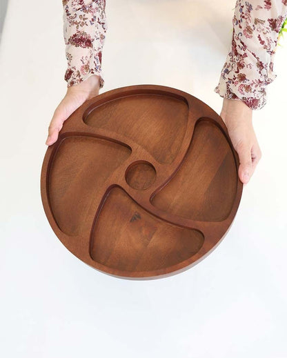 Round Wooden Chip and Dip Serving Platter | 13 x 2 inches