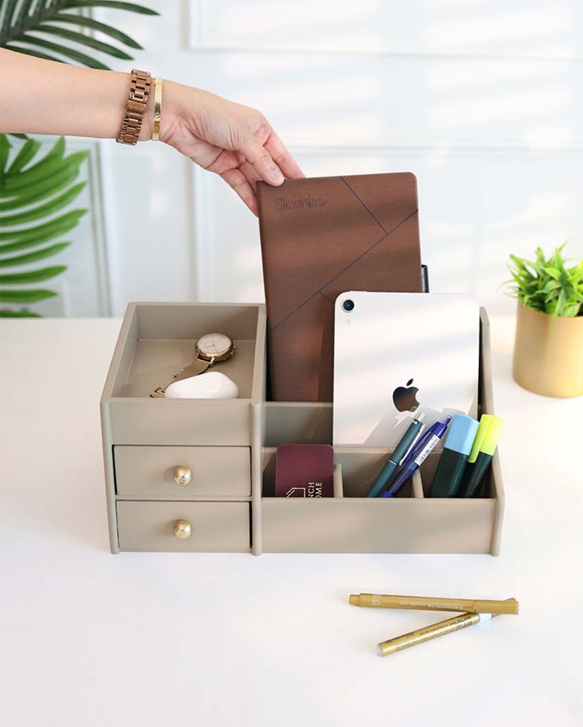 Wooden Makeup and Desk Organizer | 13 x 7 x 6 inches