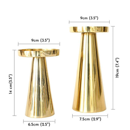 Elegant Golden Design Pillar Candle Holder | Pack of 2