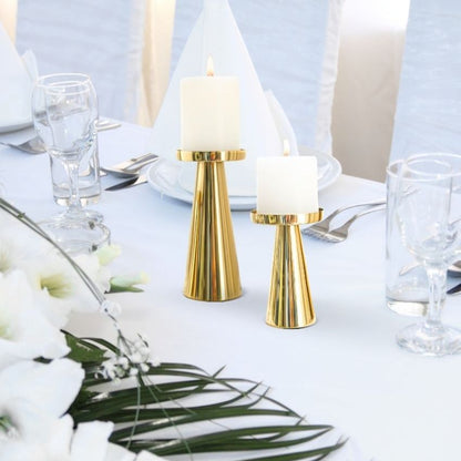 Elegant Golden Design Pillar Candle Holder | Pack of 2