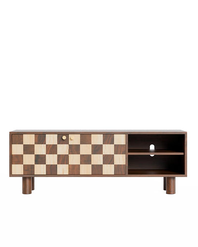 Stylish Brown Chess TV Cabinet | 58 x 16 x 21 inches