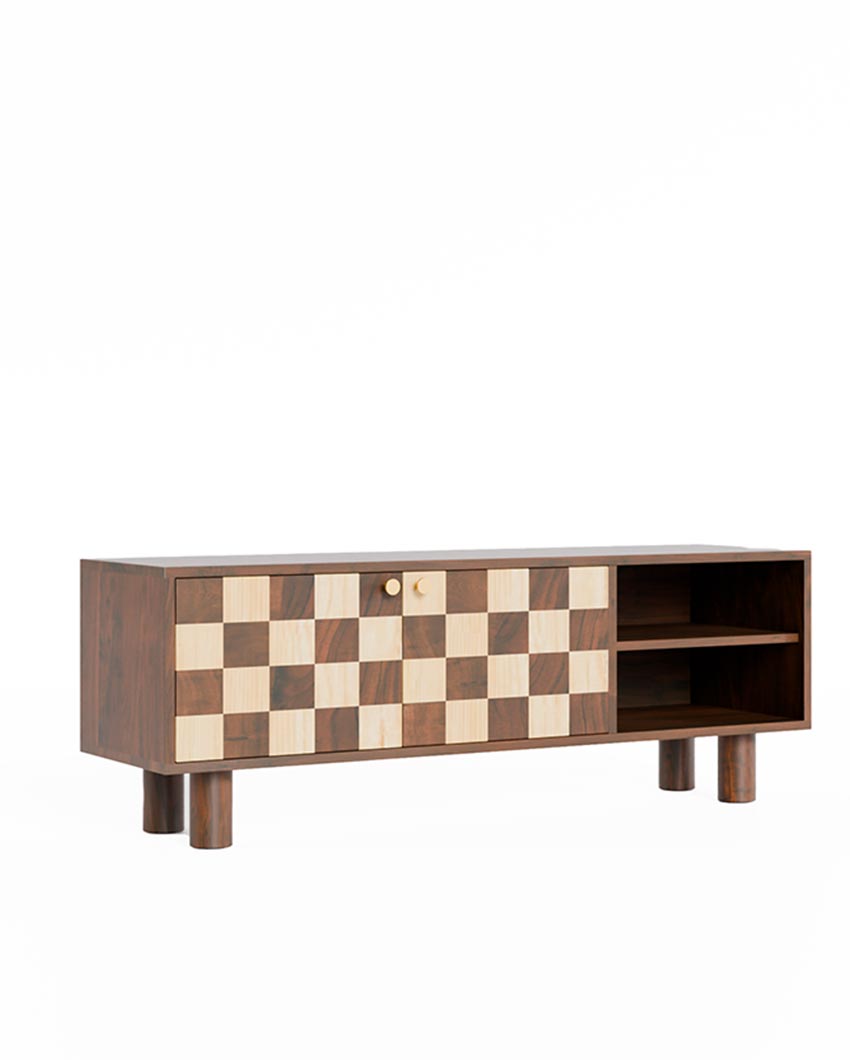 Stylish Brown Chess TV Cabinet | 58 x 16 x 21 inches