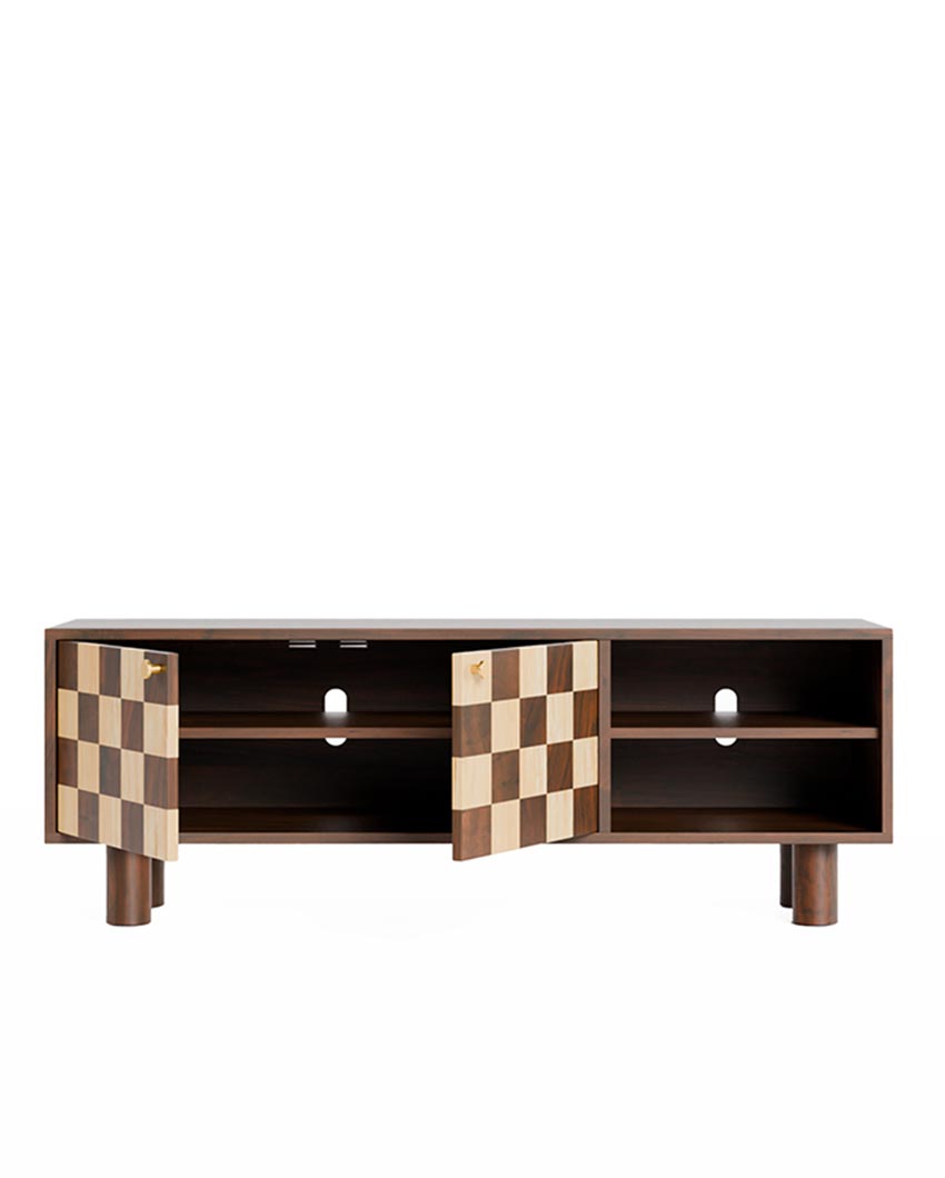 Stylish Brown Chess TV Cabinet | 58 x 16 x 21 inches