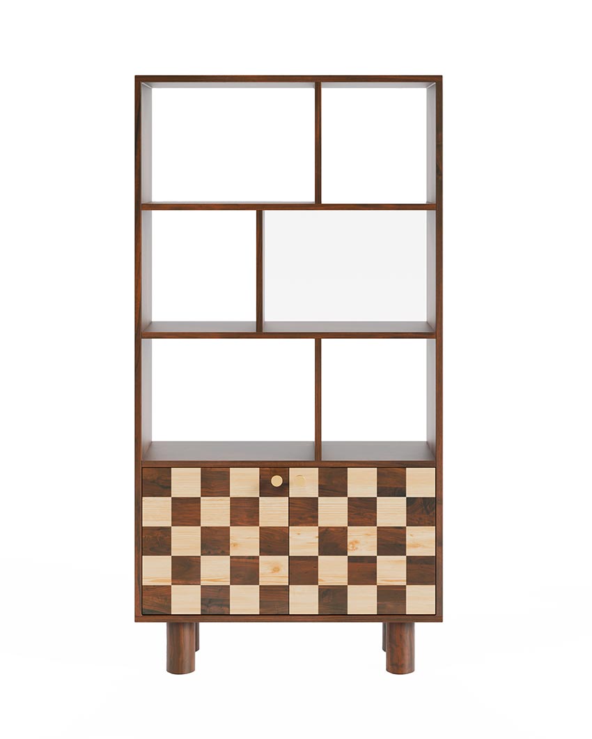 Elegant Brown Chess Bookshelf | 33 x 14 x 65 inches