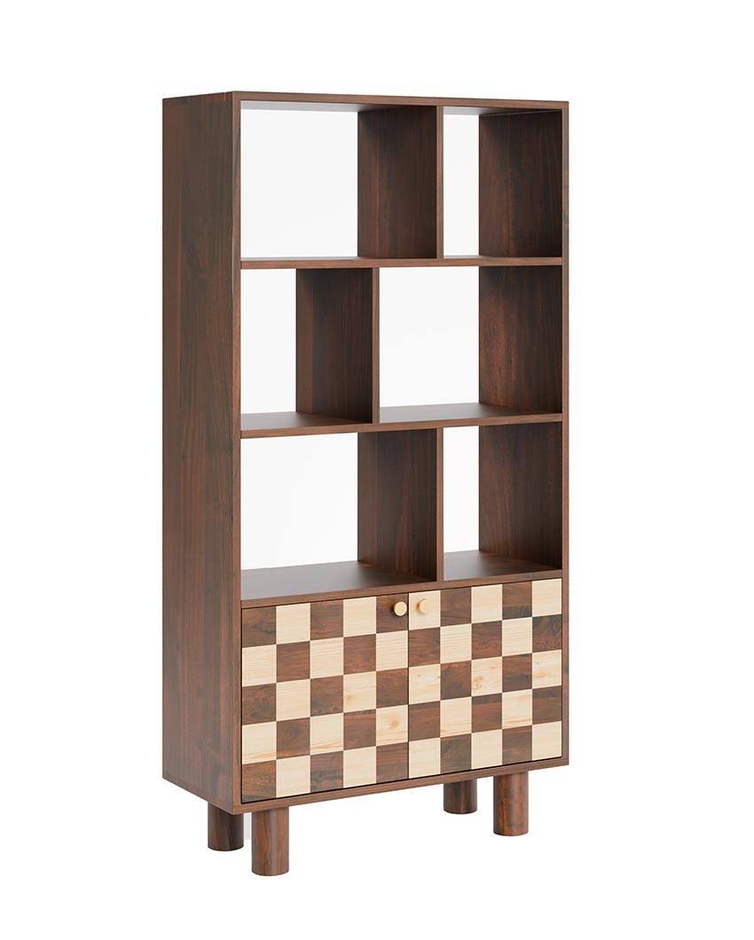 Elegant Brown Chess Bookshelf | 33 x 14 x 65 inches