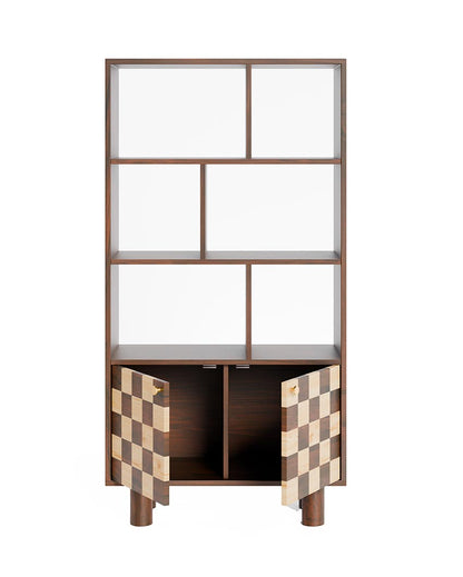 Elegant Brown Chess Bookshelf | 33 x 14 x 65 inches