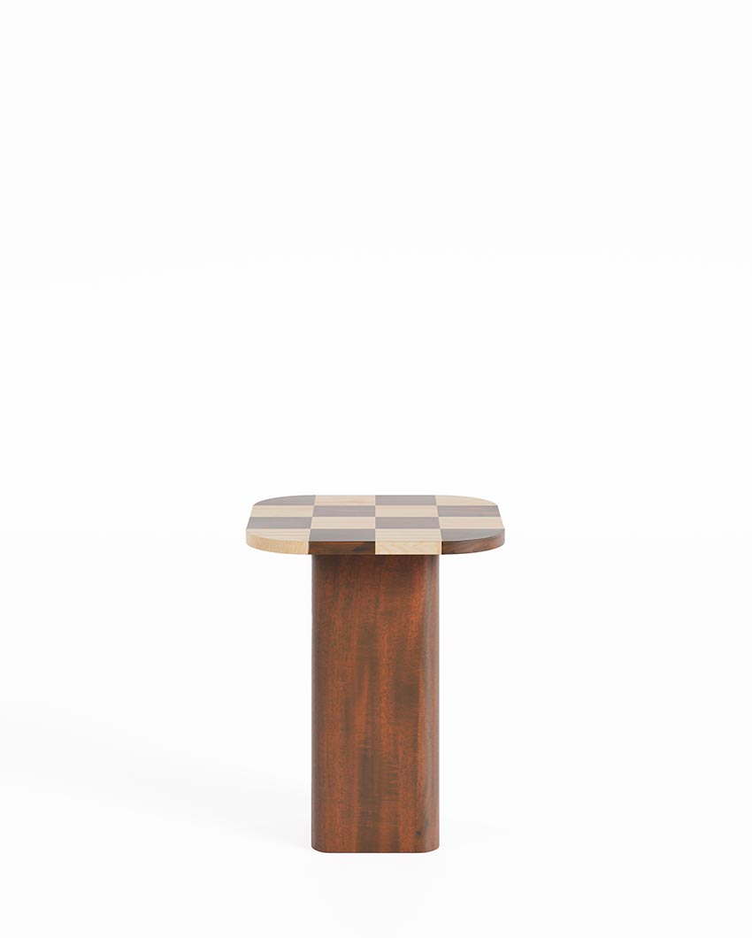 Compact Brown Chess Side Table | 16 x 20 inches