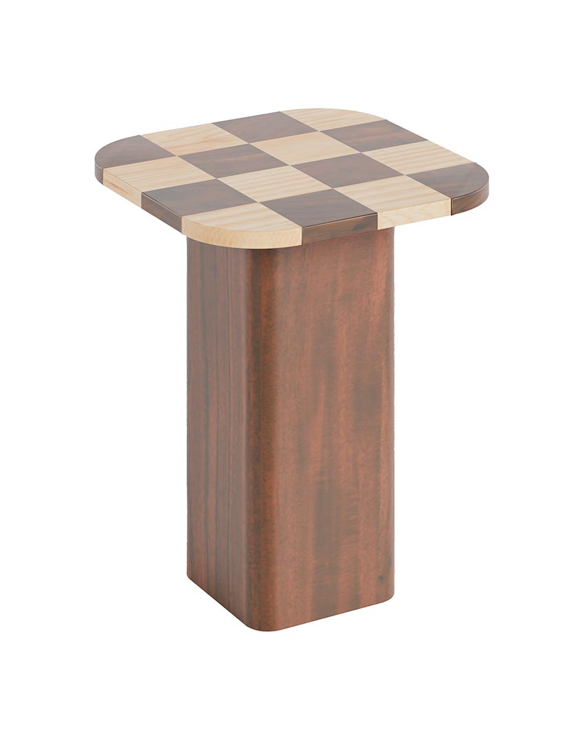 Compact Brown Chess Side Table | 16 x 20 inches