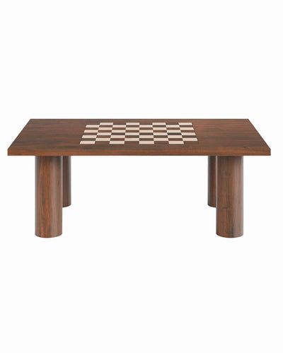 Modern Brown Chess Coffee Table | 47 x 32 x 17 inches