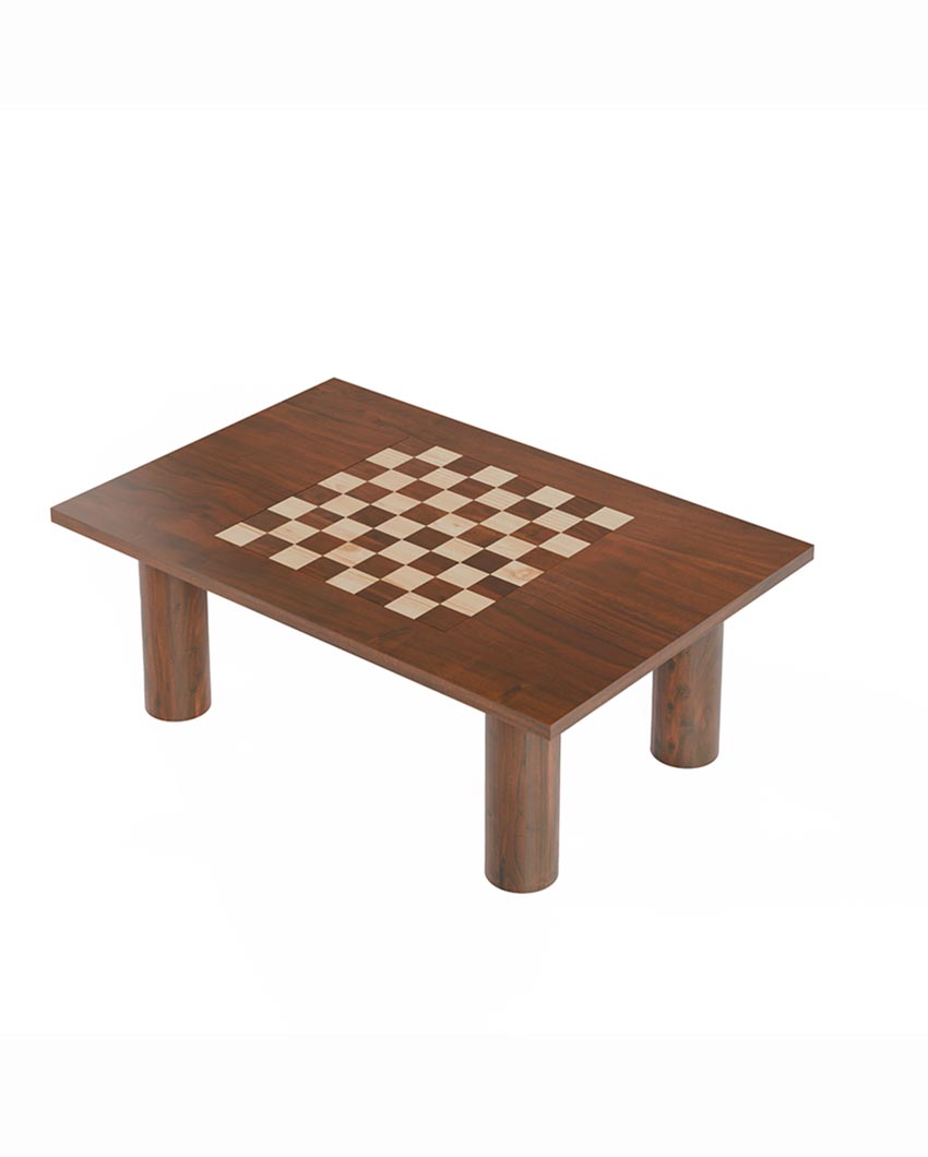 Modern Brown Chess Coffee Table | 47 x 32 x 17 inches