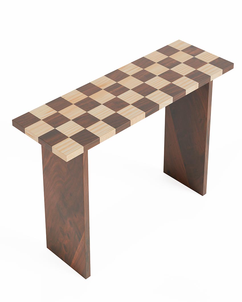 Charming Brown Chess Console Table | 43 x 14 x 30 inches