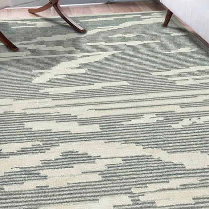 Wool Farmhouse Pattern Hand-Tufted Rug Carpet Loop Pile | 8 x 10 Feet