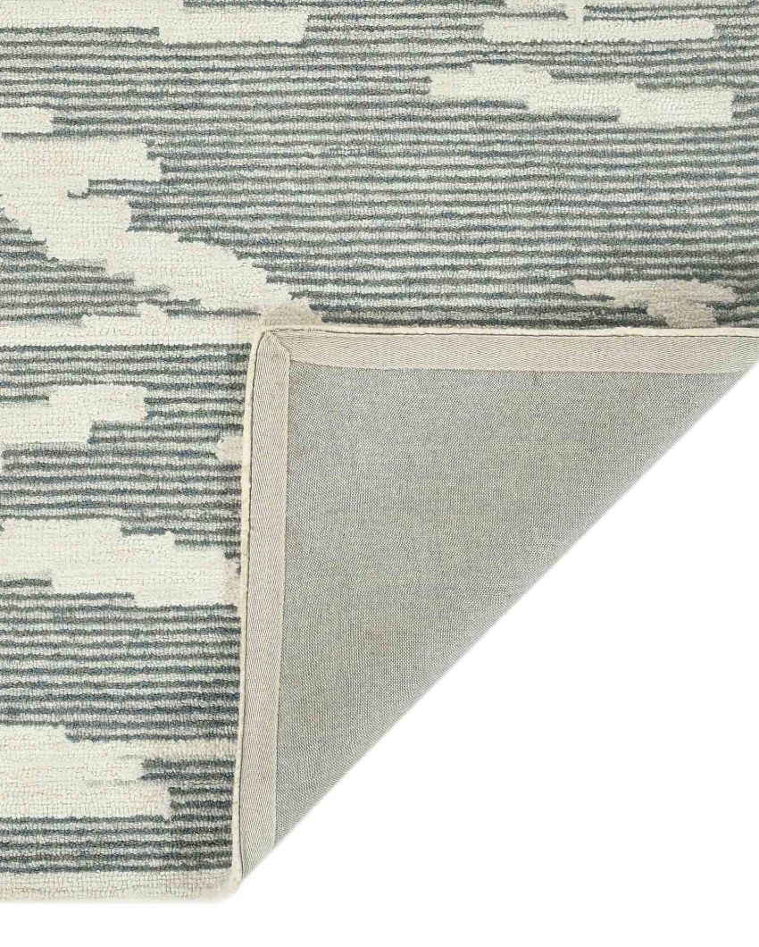 Wool Farmhouse Pattern Hand-Tufted Rug Carpet Loop Pile | 8 x 10 Feet