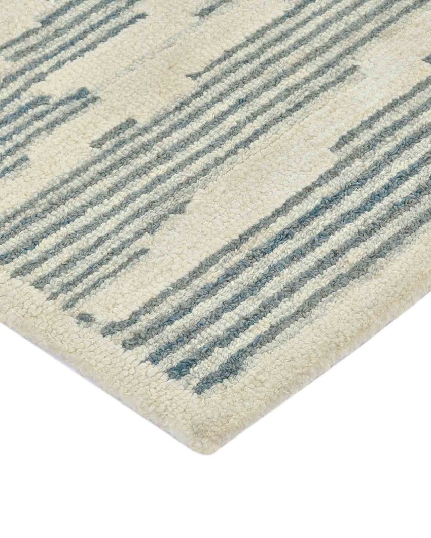 Wool Farmhouse Pattern Hand-Tufted Rug Carpet Loop Pile | 8 x 10 Feet