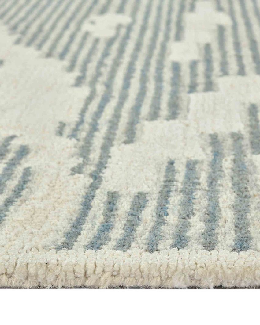 Wool Farmhouse Pattern Hand-Tufted Rug Carpet Loop Pile | 8 x 10 Feet