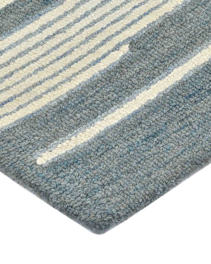 Wool Farmhouse Pattern Hand-Tufted Rug Carpet Loop Pile | 8 x 10 Feet