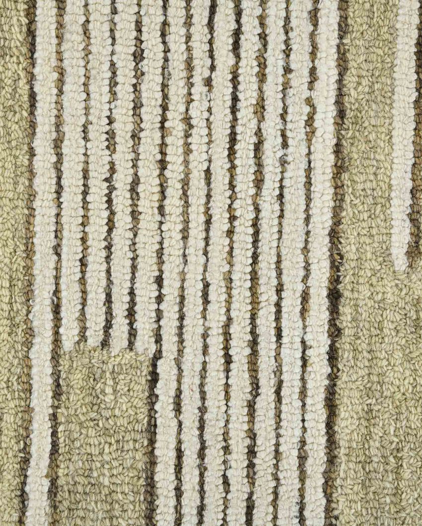 Wool Farmhouse Pattern Hand-Tufted Rug Carpet Loop Pile | 8 x 10 Feet