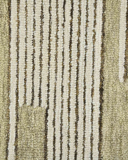 Wool Farmhouse Pattern Hand-Tufted Rug Carpet Loop Pile | 8 x 10 Feet