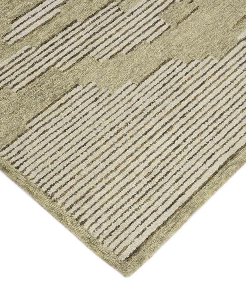 Wool Farmhouse Pattern Hand-Tufted Rug Carpet Loop Pile | 8 x 10 Feet