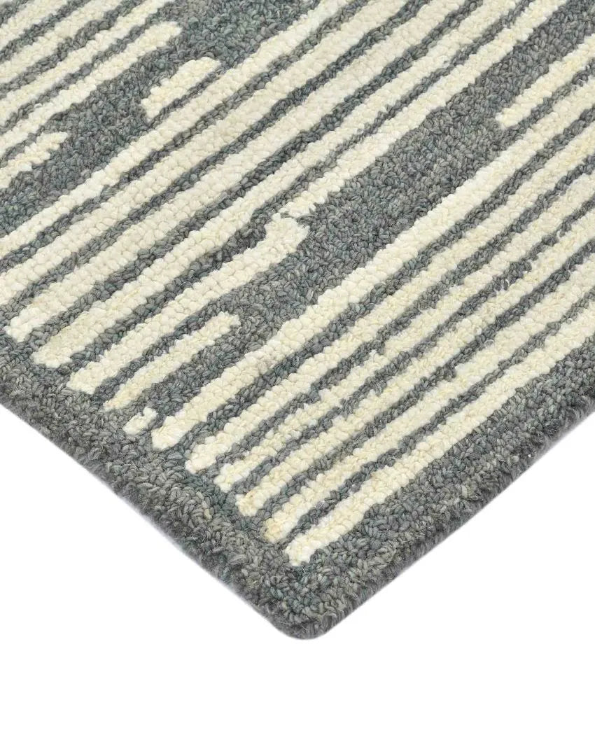 Wool Farmhouse Pattern Hand-Tufted Rug Carpet Loop Pile | 8 x 10 Feet