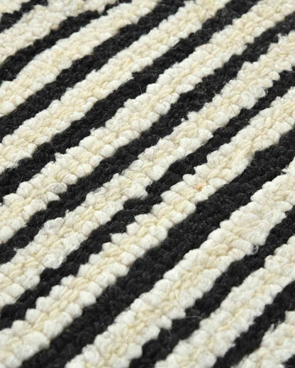 Wool Farmhouse Pattern Hand-Tufted Rug Carpet Loop Pile | 8 x 10 Feet