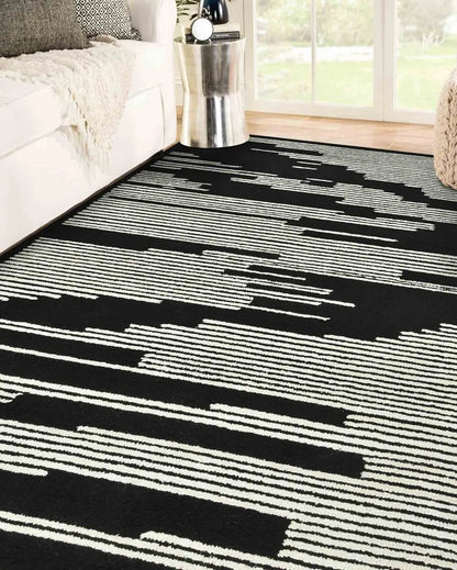 Wool Farmhouse Pattern Hand-Tufted Rug Carpet Loop Pile | 8 x 10 Feet