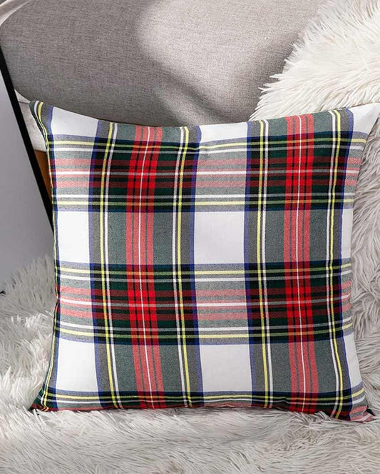 Checkered Woven Cotton Cushion Covers | Set Of 2 | 18 x 18 Inches