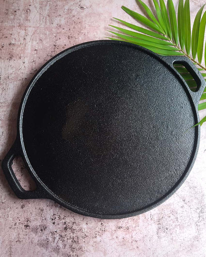 Premium & Durable Crispy and Fluffy Dosas Cast Iron Double Handle Black Tawa | 15 x 12 inches