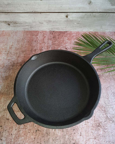 Robust & Heavy Duty Searing, Frying and Baking Cast Iron Black Skillet | 16 x 10 x 2 inches