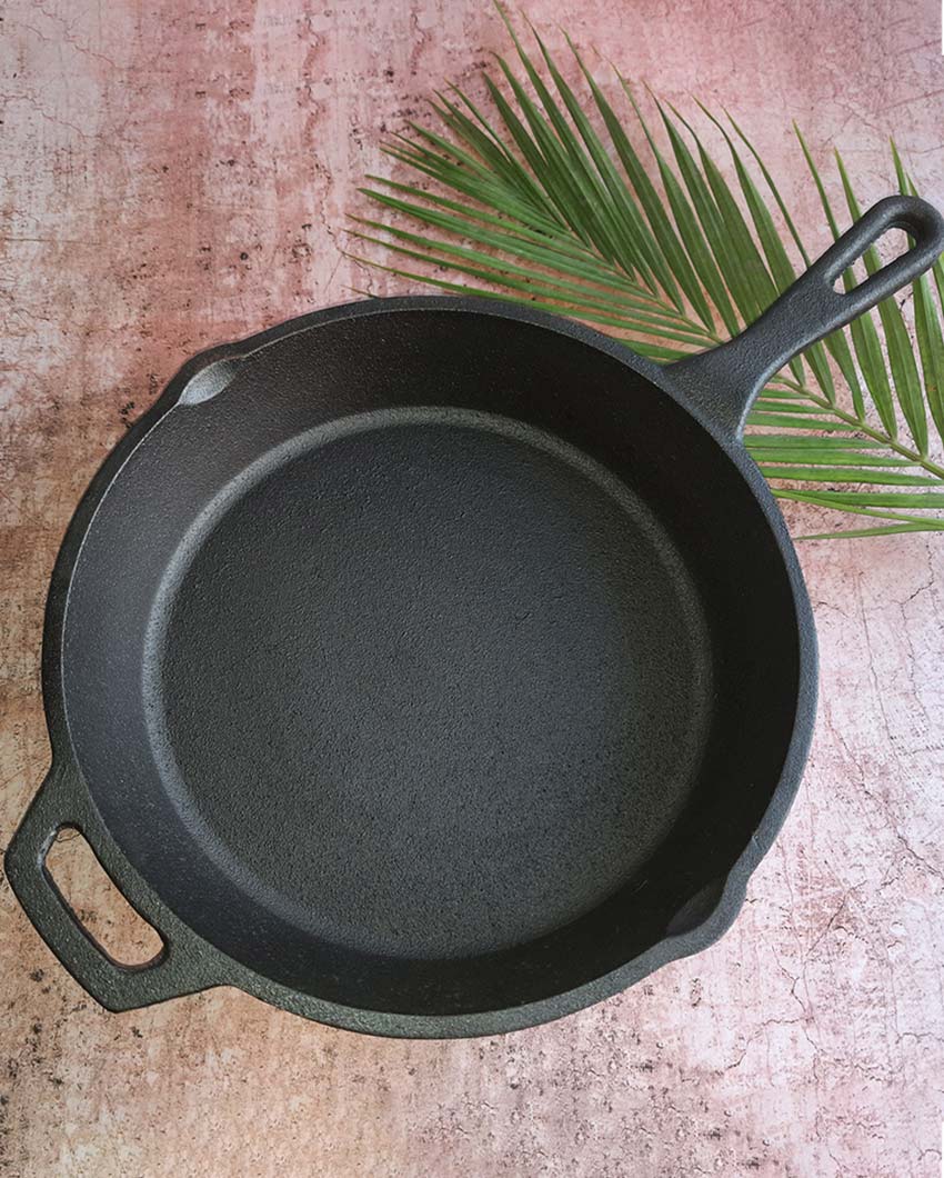 Robust & Heavy Duty Searing, Frying and Baking Cast Iron Black Skillet | 16 x 10 x 2 inches