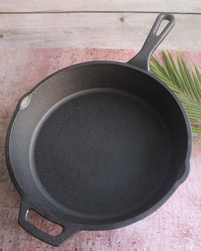 Robust & Heavy Duty Searing, Frying and Baking Cast Iron Black Skillet | 16 x 10 x 2 inches