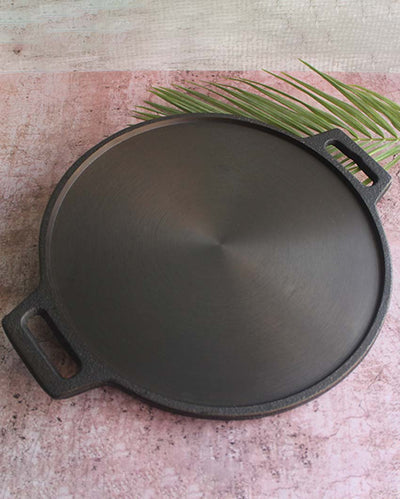 Superior Heat Distribution Even Cooking Cast Iron Double Handle Smooth Dosa Tawa | 15 x 12 inches