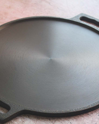 Superior Heat Distribution Even Cooking Cast Iron Double Handle Smooth Dosa Tawa | 15 x 12 inches