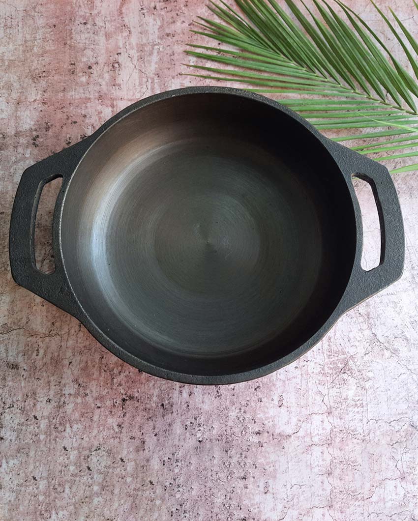 Handcrafted Better Stability Cast Iron Smooth Flat Black Kadai