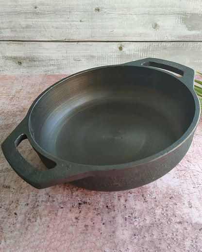 Handcrafted Better Stability Cast Iron Smooth Flat Black Kadai