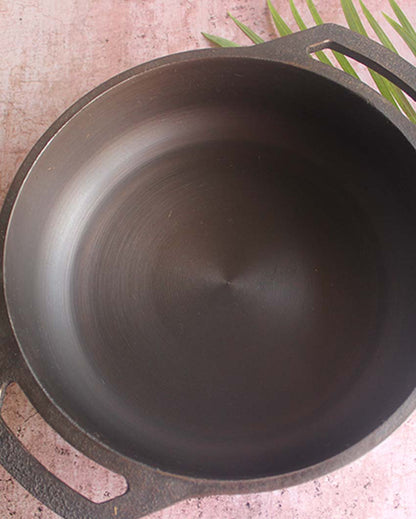 Handcrafted Better Stability Cast Iron Smooth Flat Black Kadai