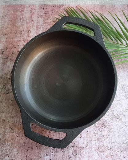 Handcrafted Better Stability Cast Iron Smooth Flat Black Kadai