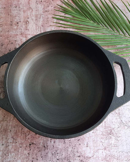 Handcrafted Better Stability Cast Iron Smooth Flat Black Kadai