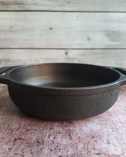 Handcrafted Better Stability Cast Iron Smooth Flat Black Kadai