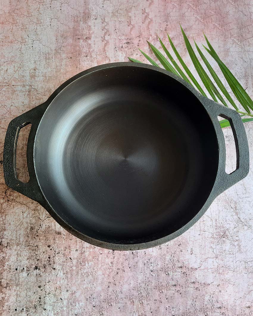 Handcrafted Better Stability Cast Iron Smooth Flat Black Kadai