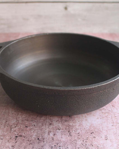 Handcrafted Better Stability Cast Iron Smooth Flat Black Kadai