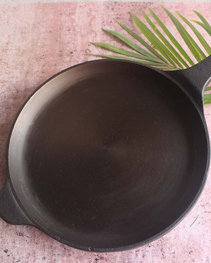 Essential & Healthy Oil Free Cooking Cast Iron Smooth Black Fry Pan | 16 x 10 inches