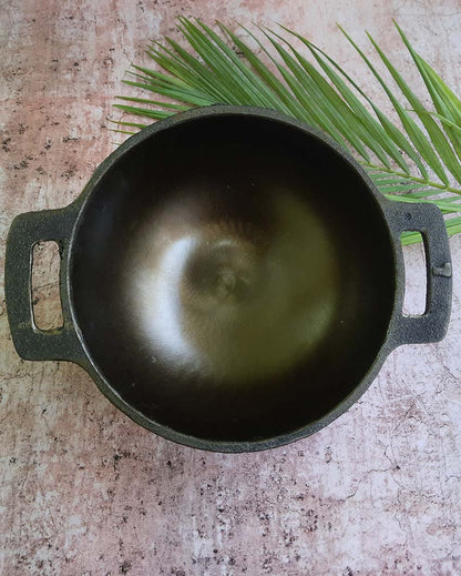 Authentic & Heavy Gauge Indian Cooking Cast Iron Smooth Black Kadai