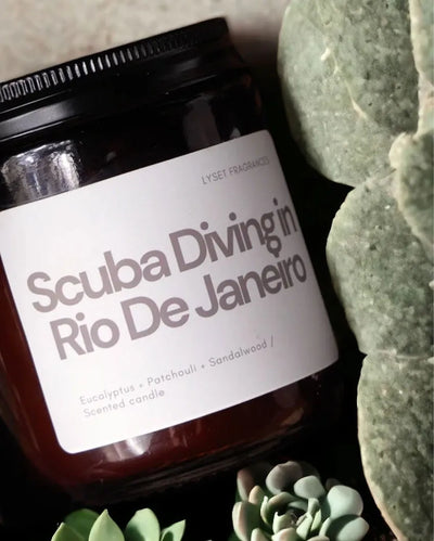 Scuba Diving in Rio De Janeiro Glass Jar Scented Candle | 8.89 x 7.62 cm / 3.5 x 3 inches