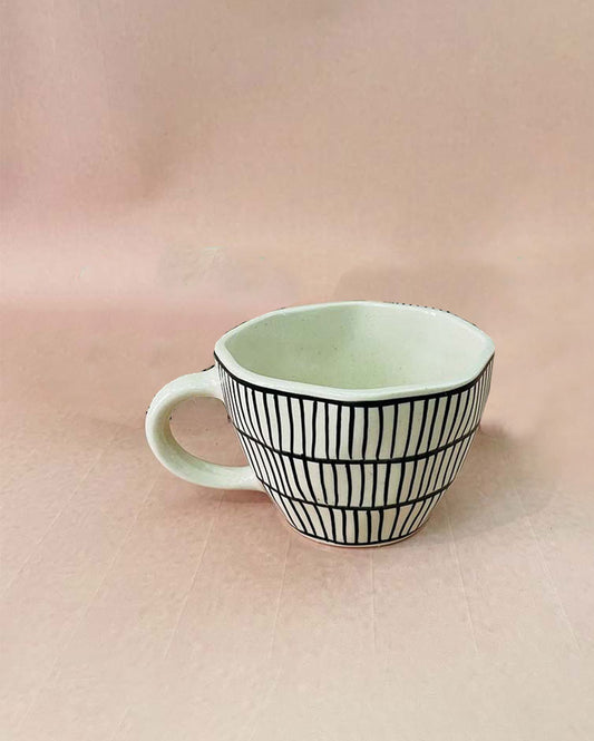 The Black Striped Ceramic Cup | 4 x 3 inches
